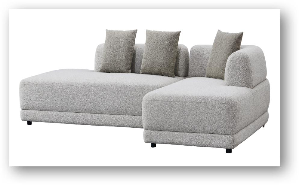 Canapé d’angle 3 places – Gris Clair avec oreillers