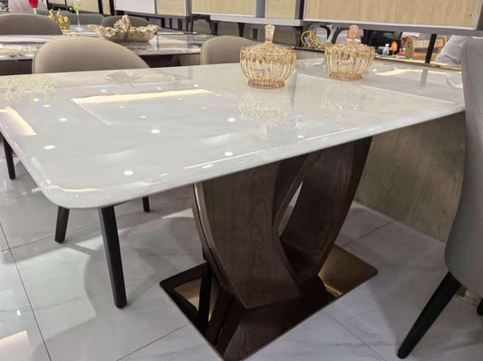 TABLE MARBLE WOOD VENEER NDF
